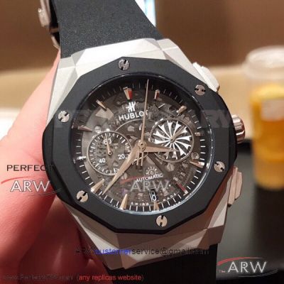 Perfect Replica XL Factory Hublot Classic Fusion Skeleton Tourbillon Face Chronograph 42mm Men's Watch